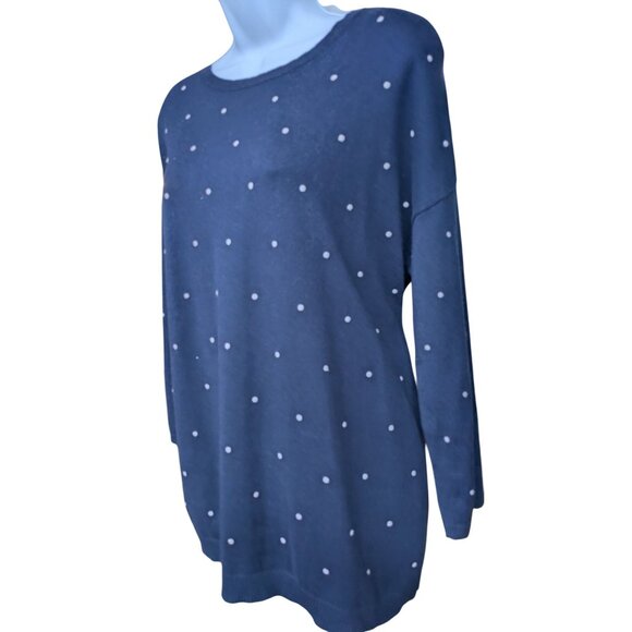 J. Jill Women's Navy Blue Sweater with White Polka Dots Size M - Picture 3 of 10